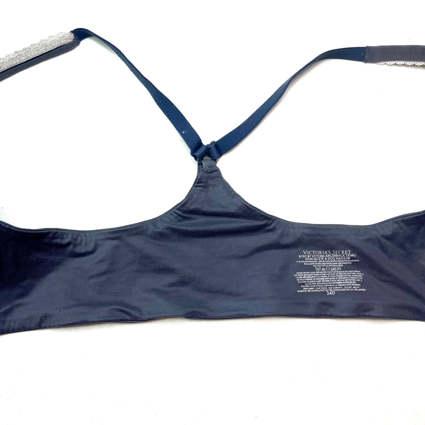 Victoria's Secret 34D Blue Body By Victoria Racerback Demi Bra Front Closure