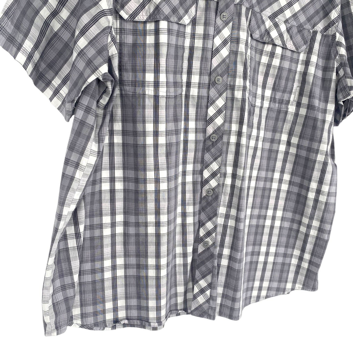 Columbia Mens 2XL Omni-wick Shirt Grey Plaid Short Sleeve Button Front Casual