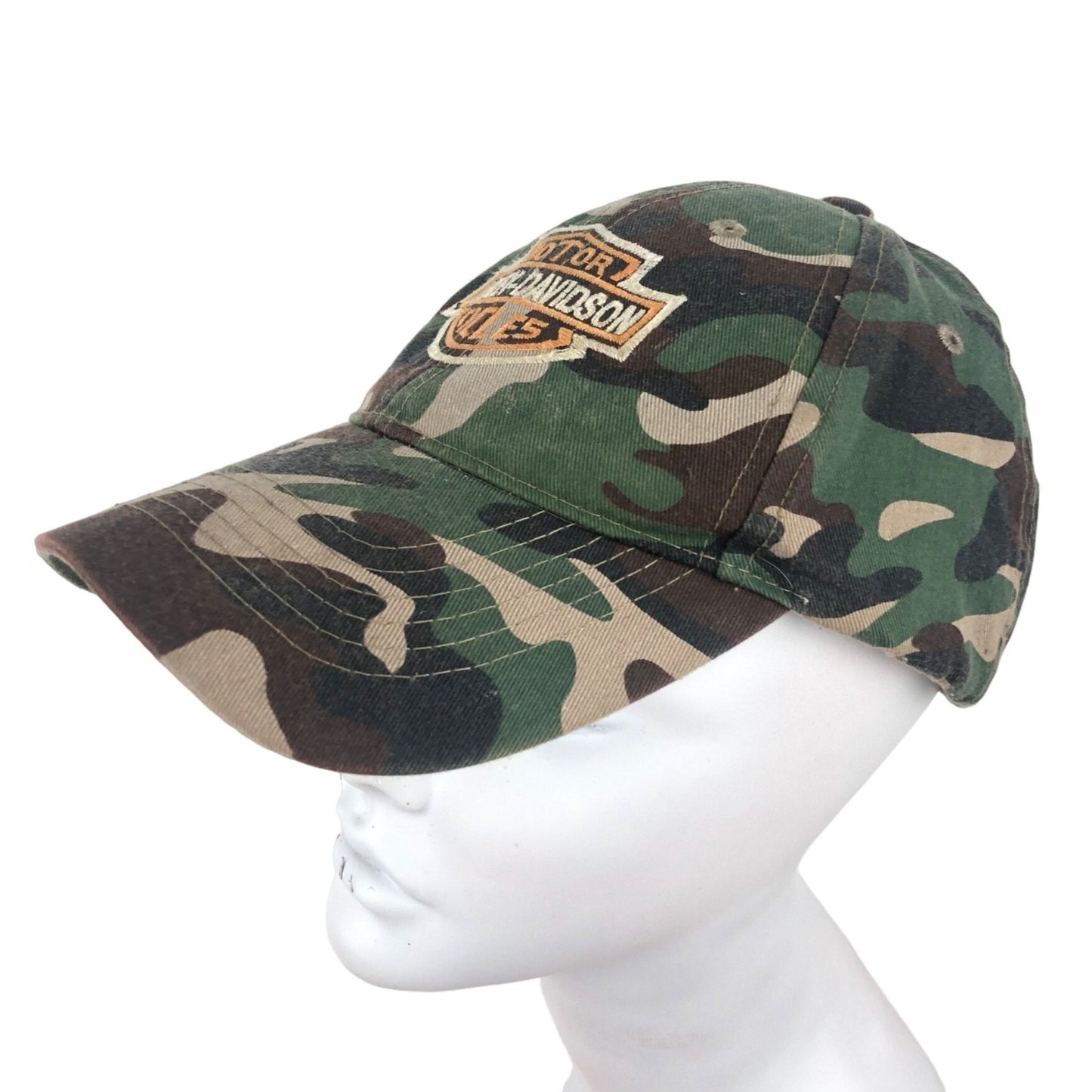 Harley Davidson Embroidered Logo One Size Adjustable Strap Hat Cap Camouflage