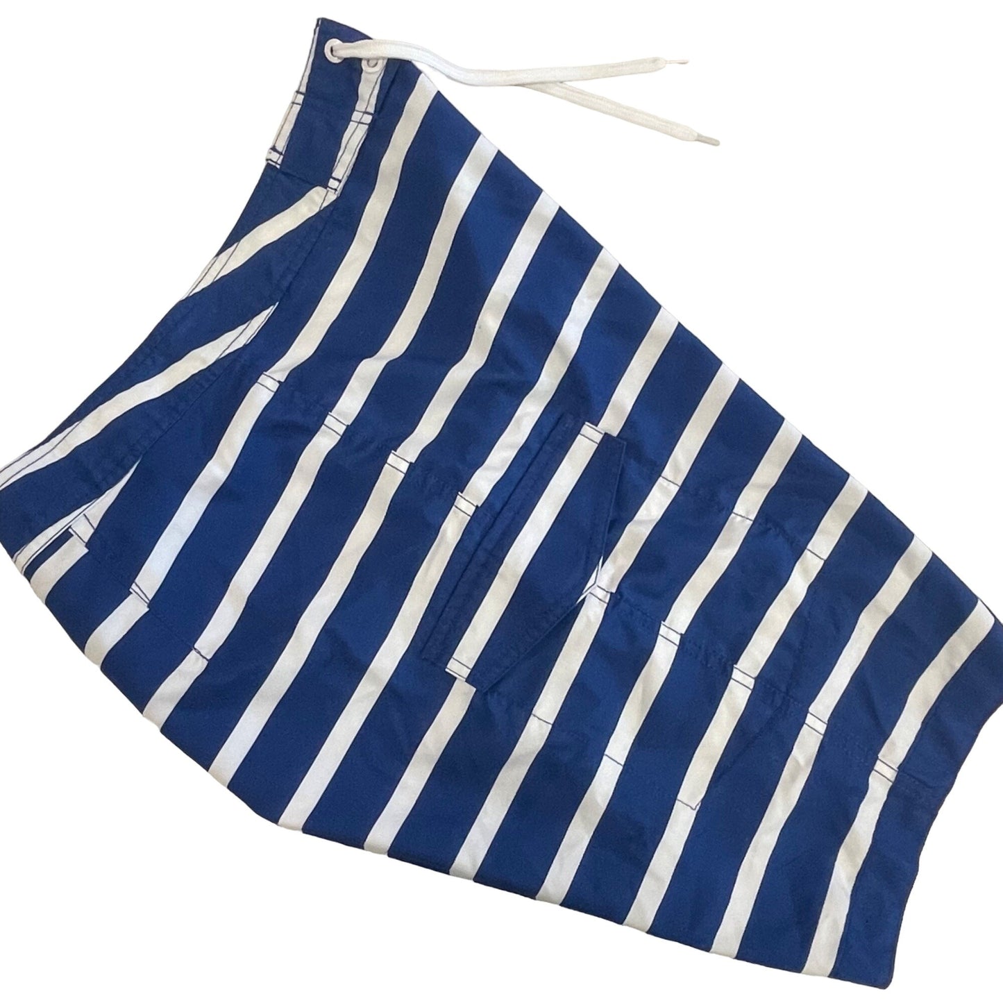 NWOT Old Navy L Blue White Striped Swim Trunks Board Shorts Pocket Drawstring