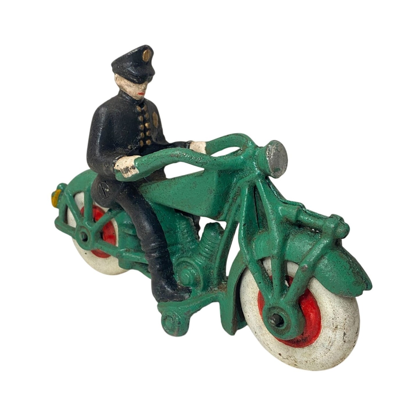 Vintage Hubley Cast Iron 7.5" Green Police Harley Champion Repro Display Toy