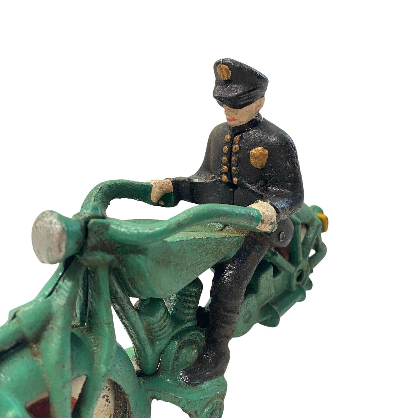 Vintage Hubley Cast Iron 7.5" Green Police Harley Champion Repro Display Toy