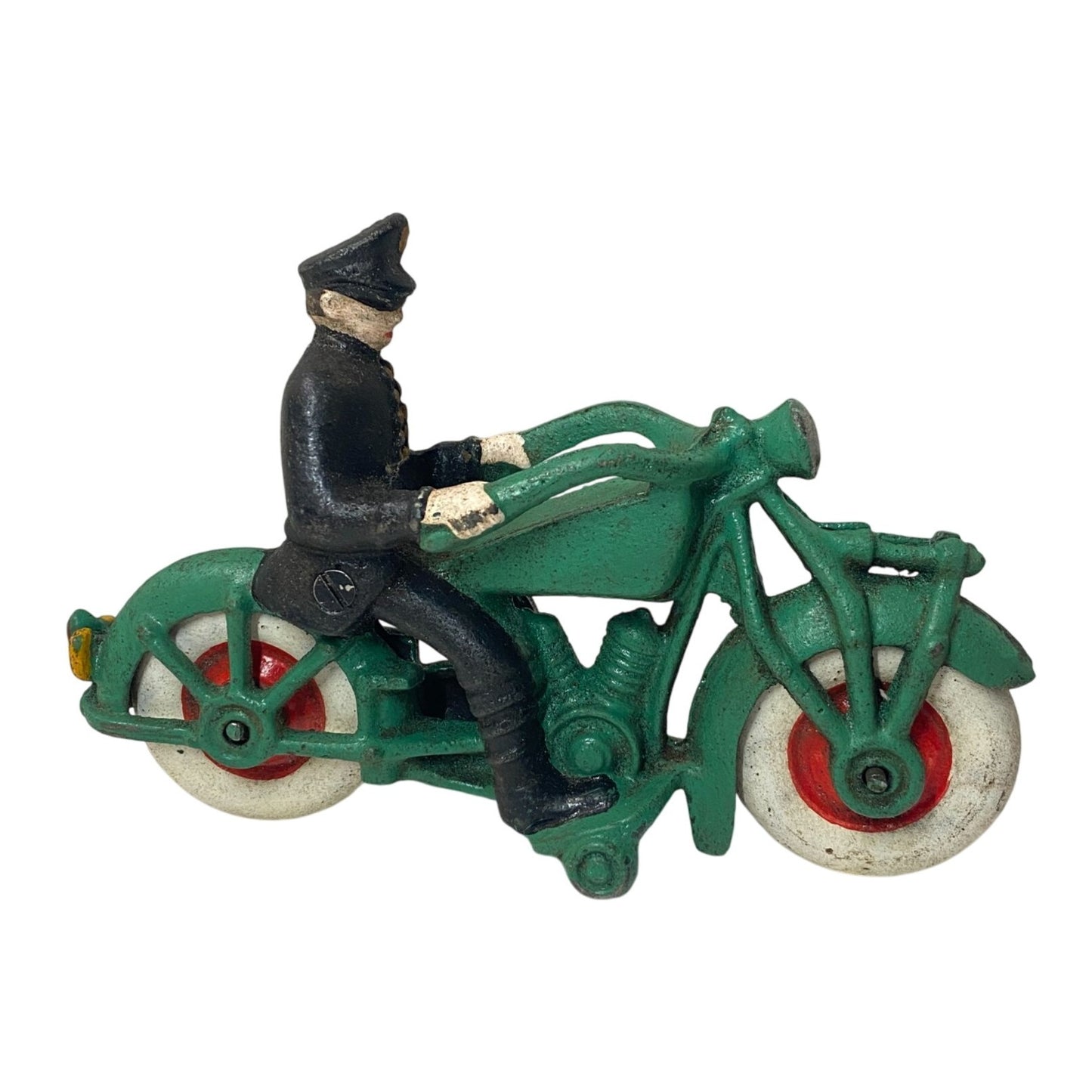Vintage Hubley Cast Iron 7.5" Green Police Harley Champion Repro Display Toy