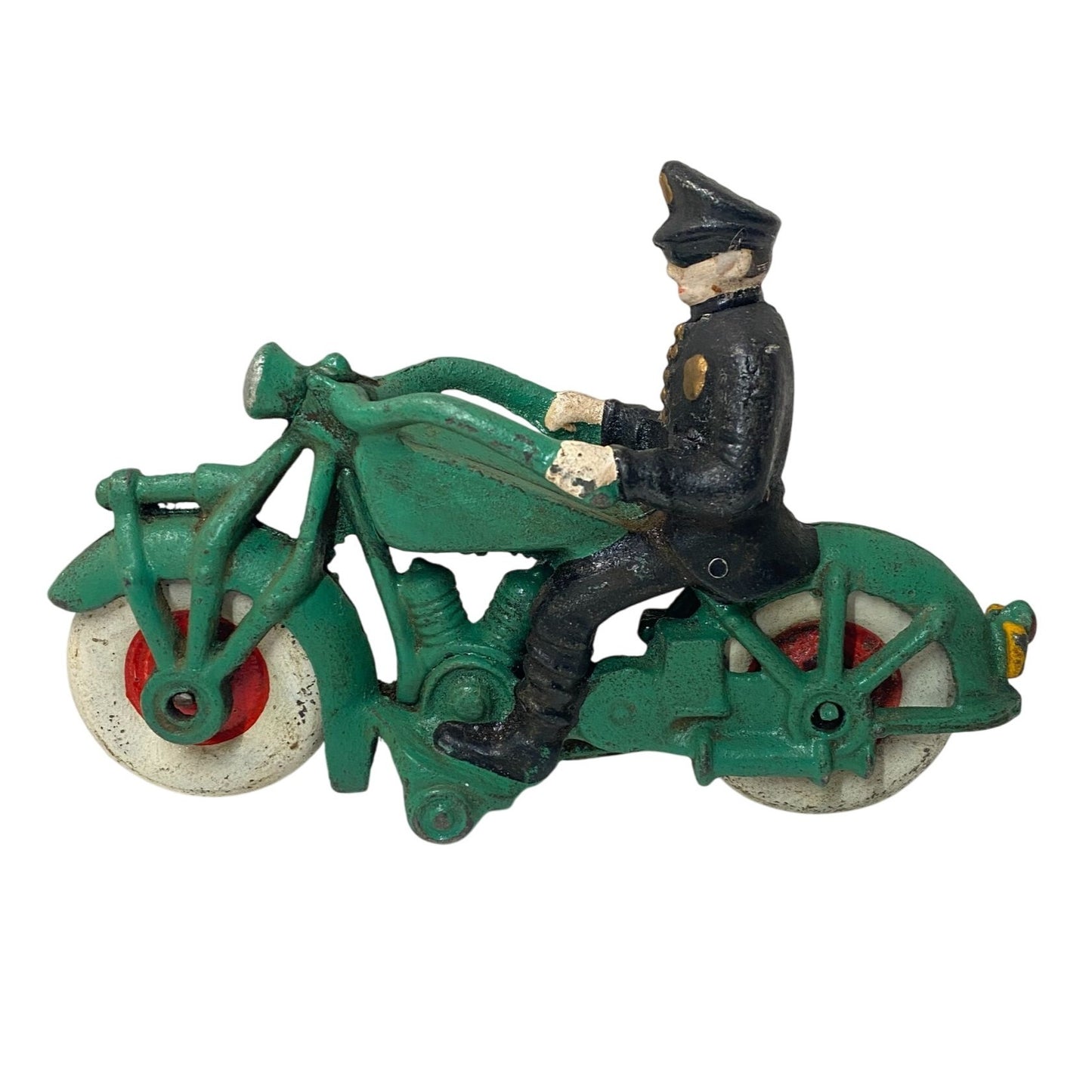 Vintage Hubley Cast Iron 7.5" Green Police Harley Champion Repro Display Toy