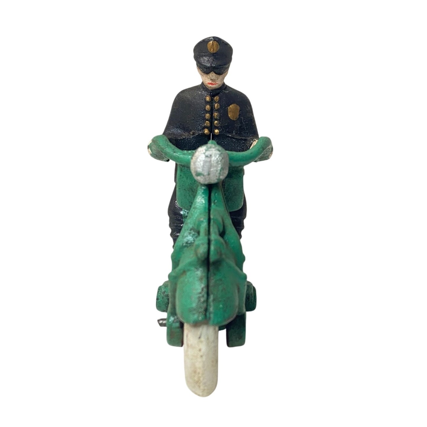 Vintage Hubley Cast Iron 7.5" Green Police Harley Champion Repro Display Toy