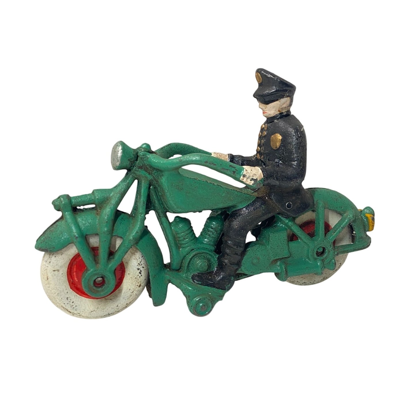 Vintage Hubley Cast Iron 7.5" Green Police Harley Champion Repro Display Toy
