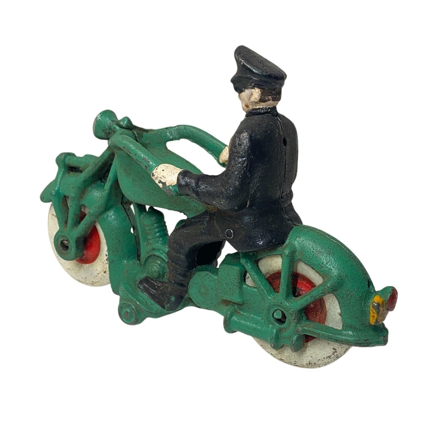 Vintage Hubley Cast Iron 7.5" Green Police Harley Champion Repro Display Toy