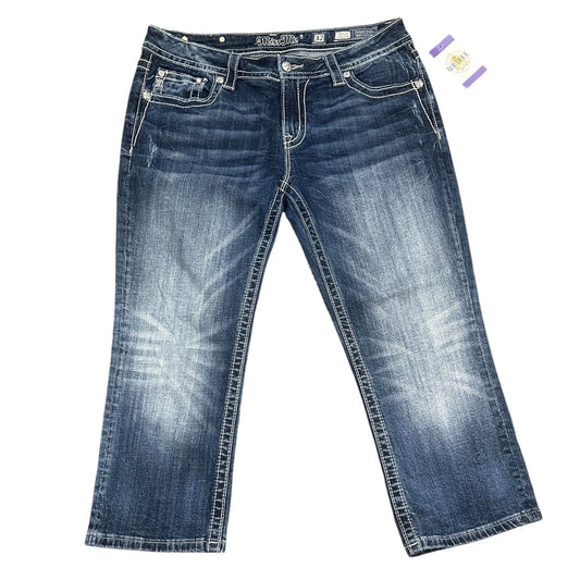 Miss Me Womens Size 32 Signature Cuffed Capri Jeans Blue Denim