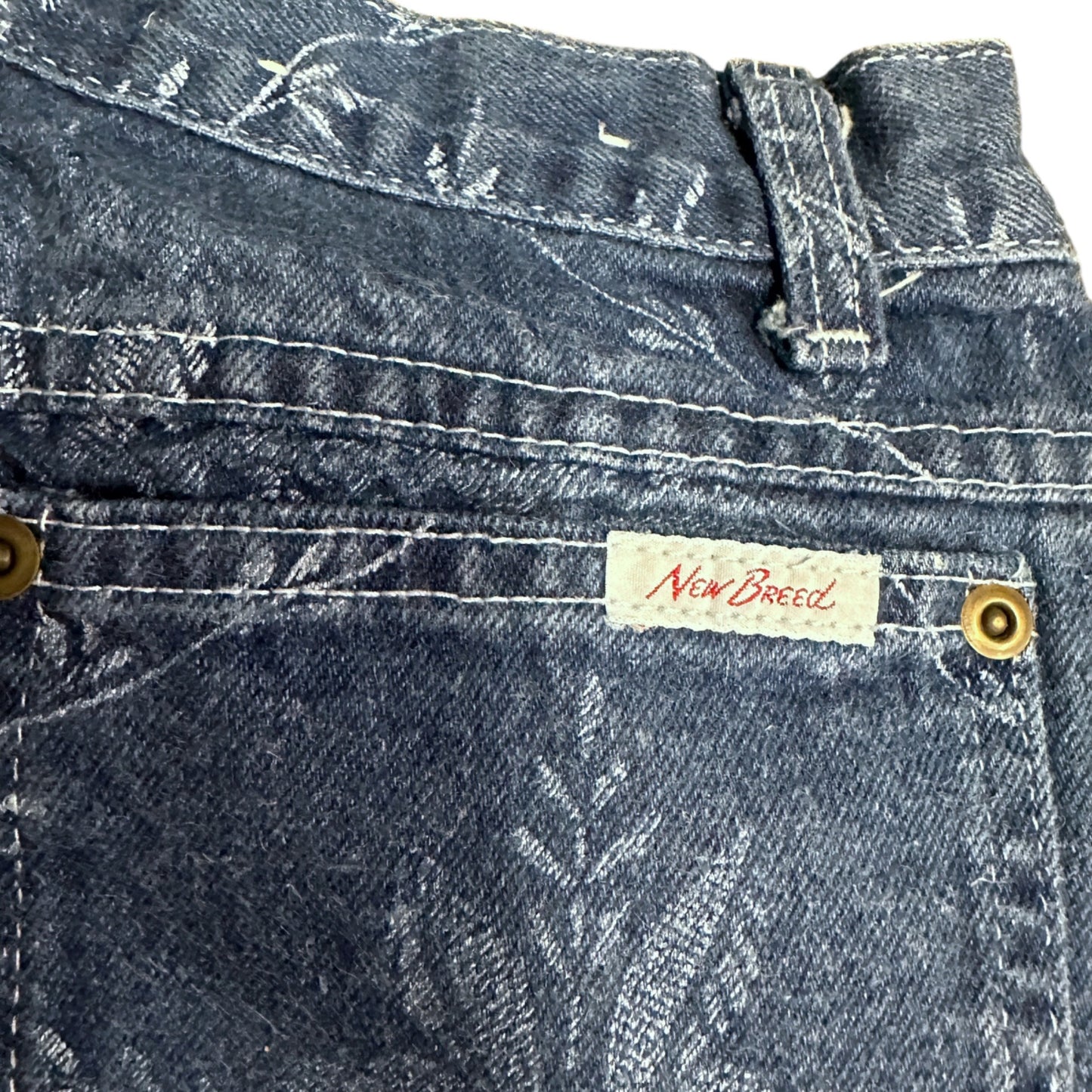 Vintage New Breed 11/12 High Waisted Mom Jeans Floral Denim 80s 90s Made in USA