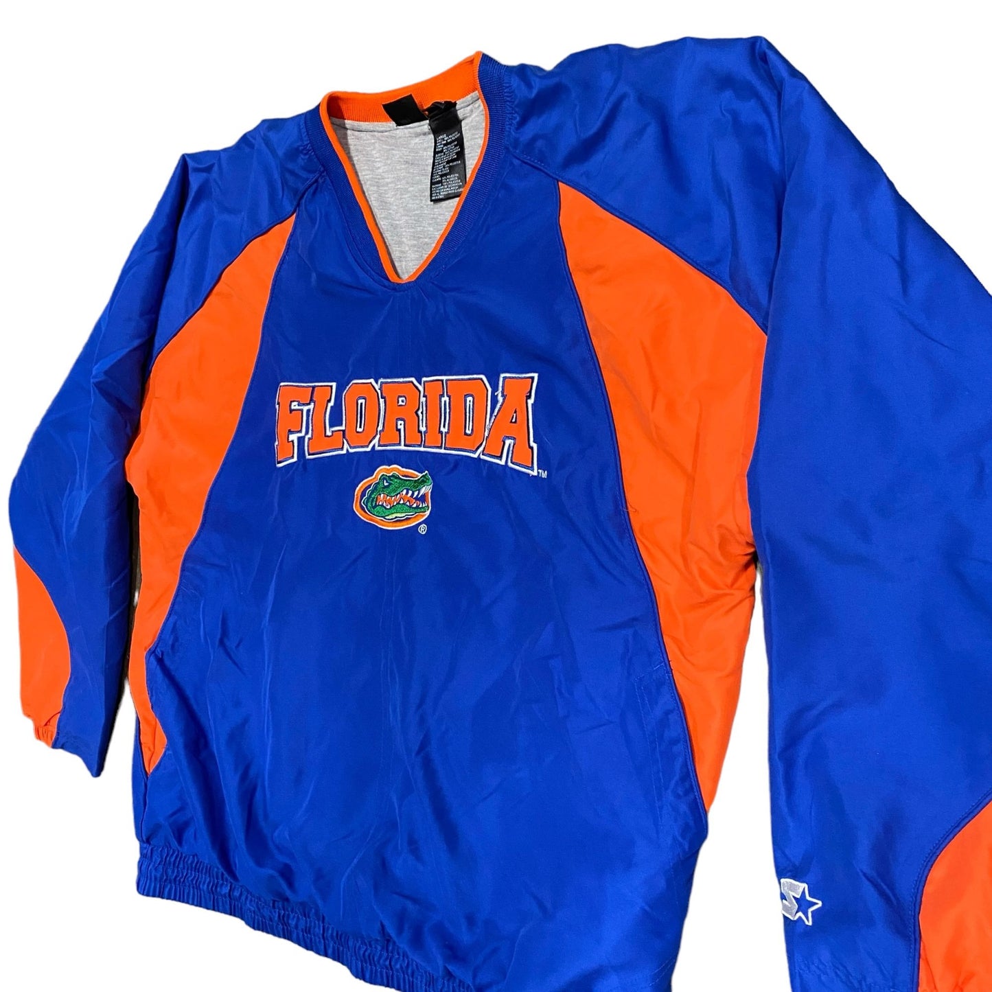 Vintage STARTER Florida Gators Jacket Mens L Vneck Windbreaker Pullover Lined