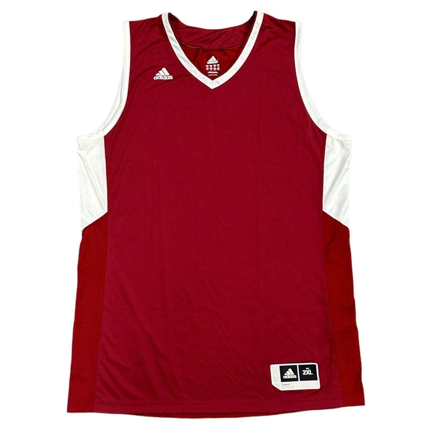 Adidas Mens 2XL Team Jersey Tank Red Maroon White Sleeveless Blank Basketball