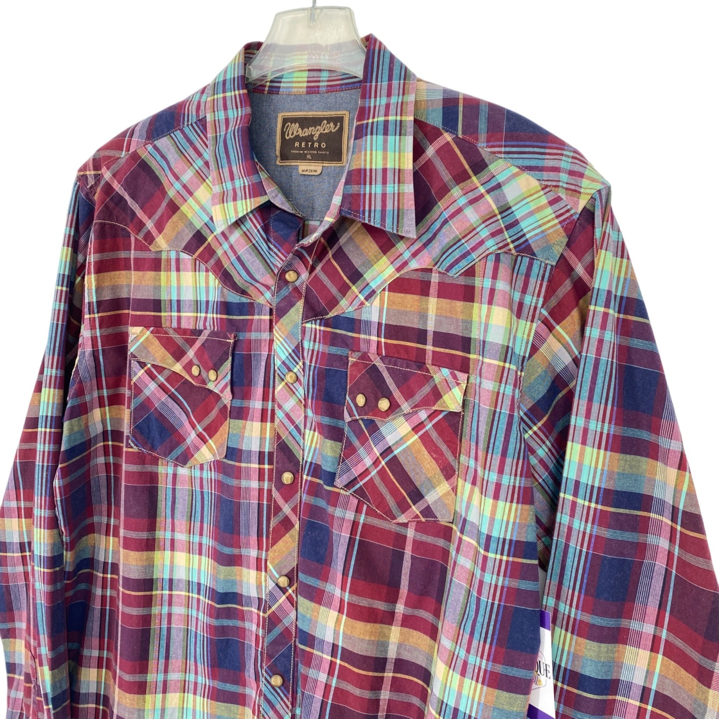 Wrangler Retro XL Plaid Pearl Snap Button Down MVR261M Long Sleeve Cowboy Rodeo