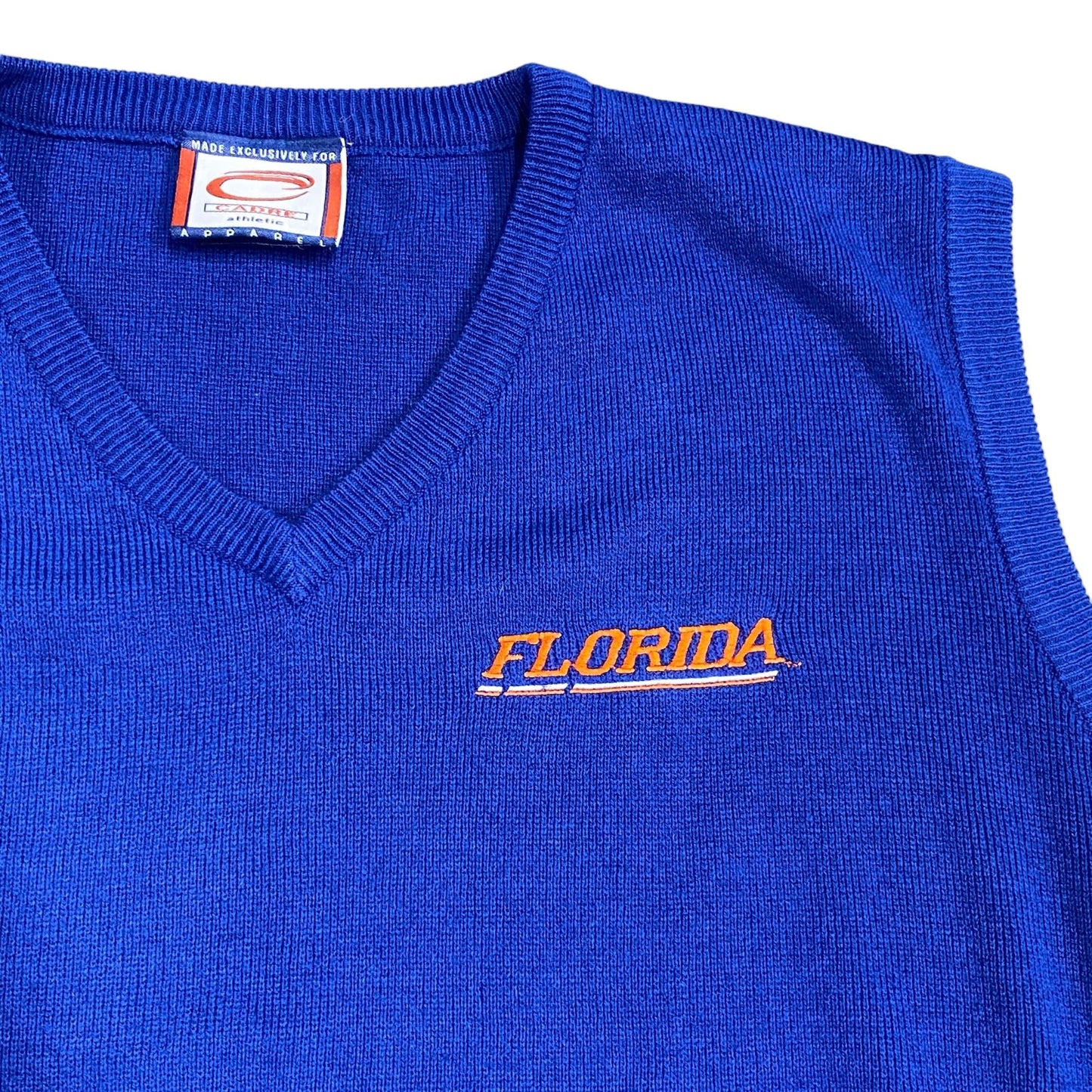 Vintage Cadre Athletic Florida Gators L Blue Sweater Vest Vneck Sleeveless Knit