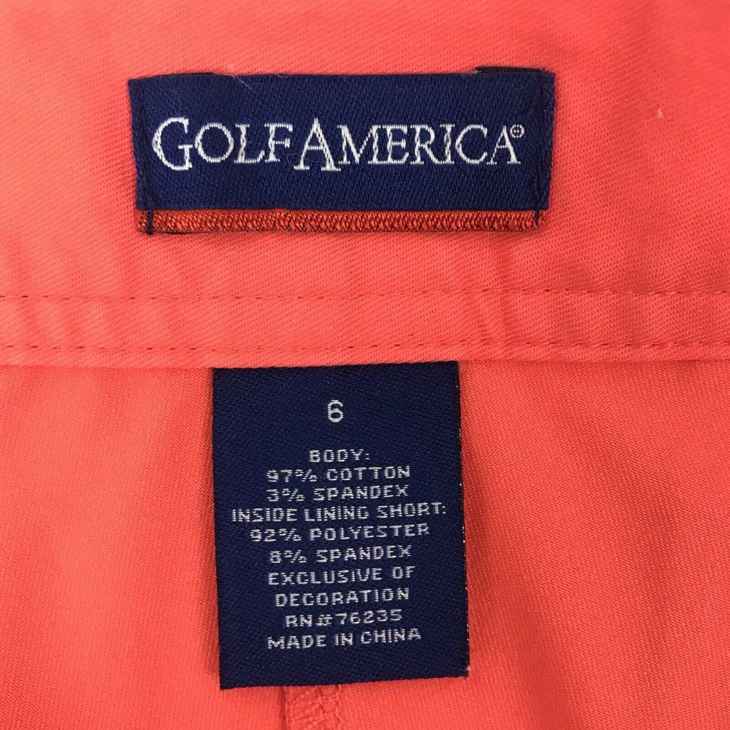 Golf American Womens 6 Stretch Orange Mini Skort Coral Tennis Skirt Pockets