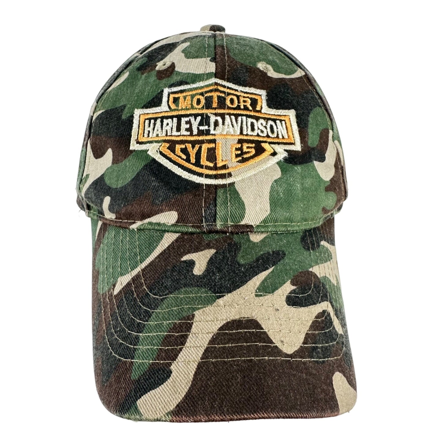 Harley Davidson Embroidered Logo One Size Adjustable Strap Hat Cap Camouflage