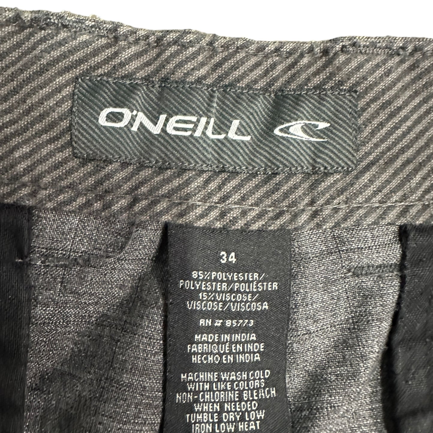 O'Neill Mens 34 Shorts Chino Gray Walk Shorts Skater Dadcore Flat Front Pockets