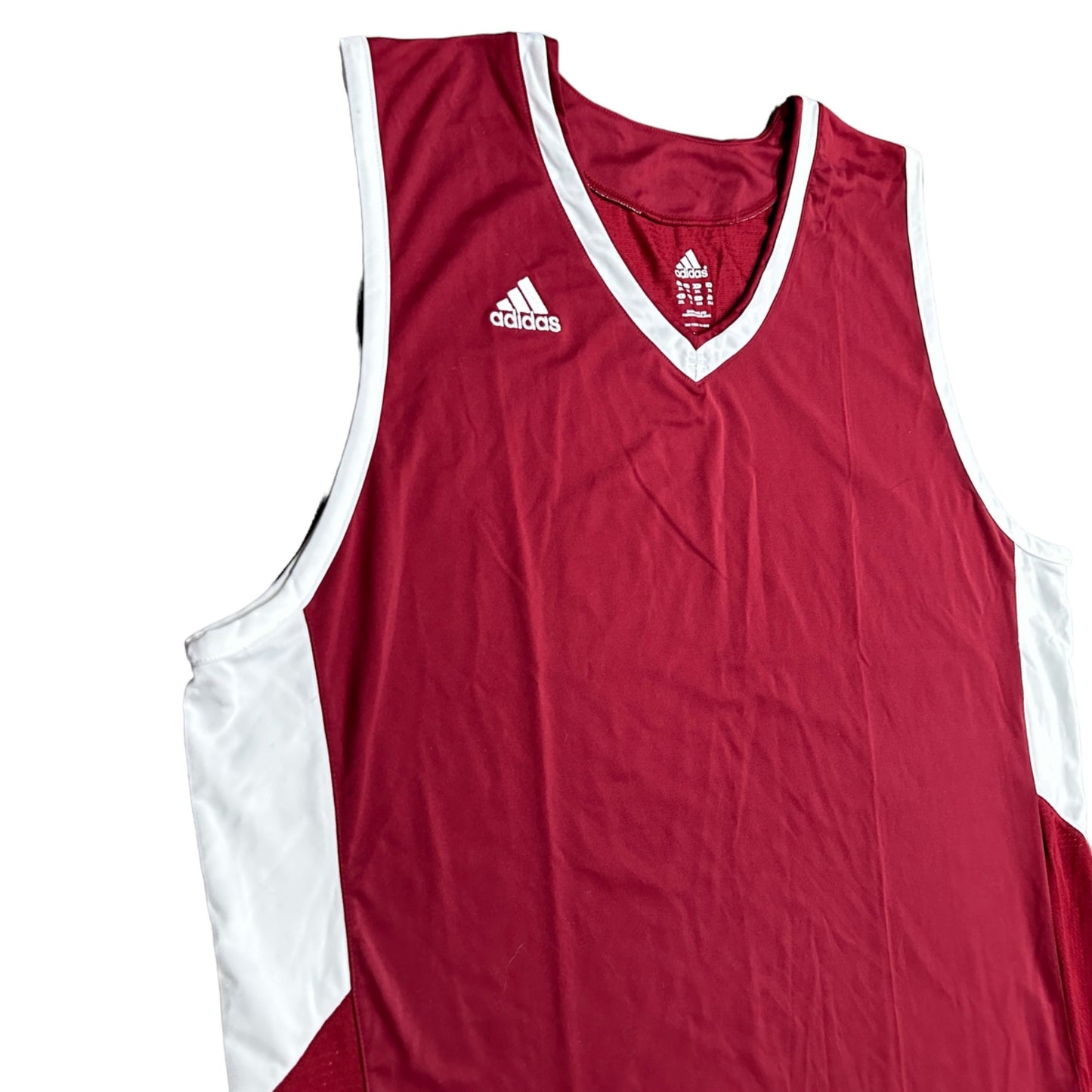 Adidas Mens 2XL Team Jersey Tank Red Maroon White Sleeveless Blank Basketball