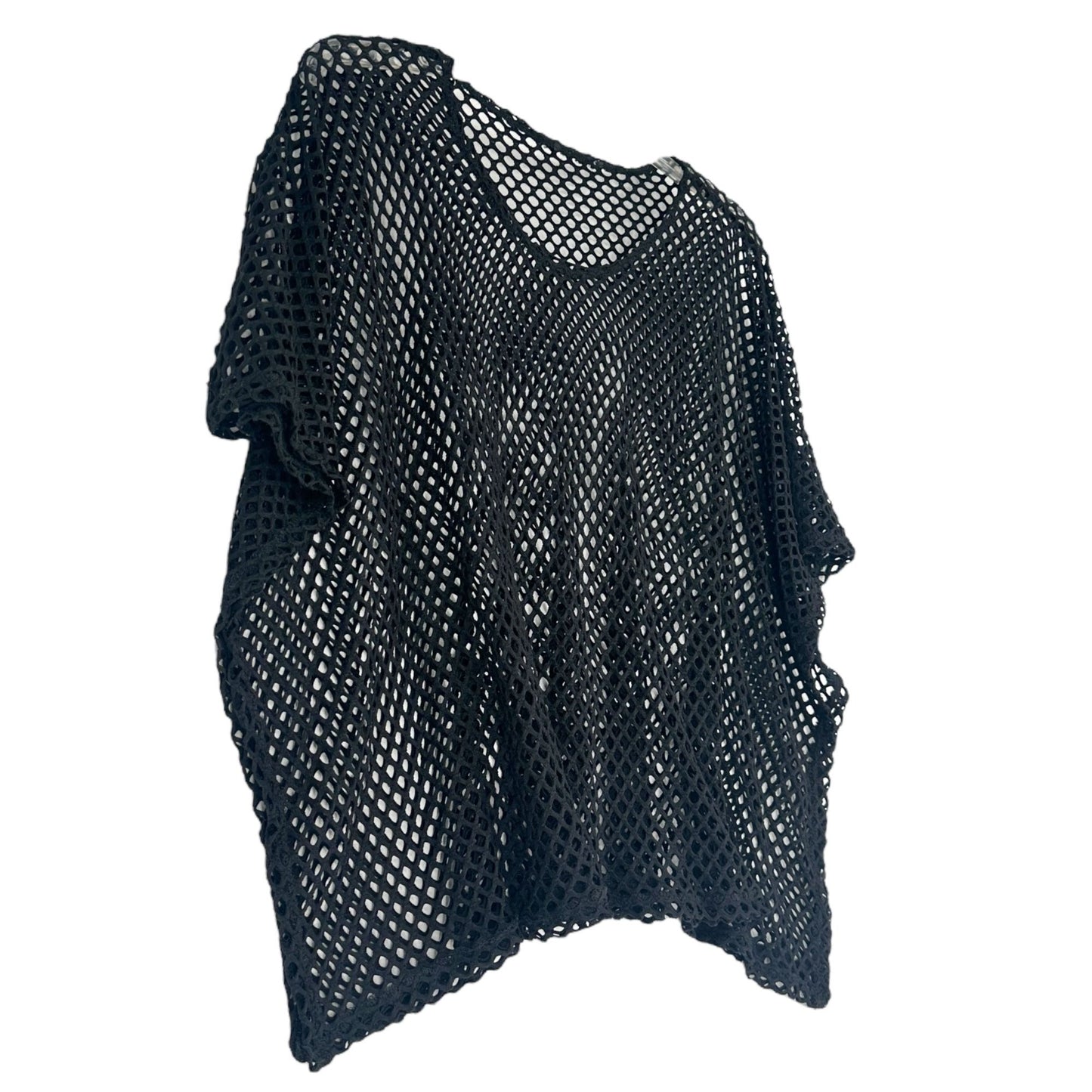 Trendy Womens Black Mesh Shirt Cover Up Rave Top Dolman Sleeve