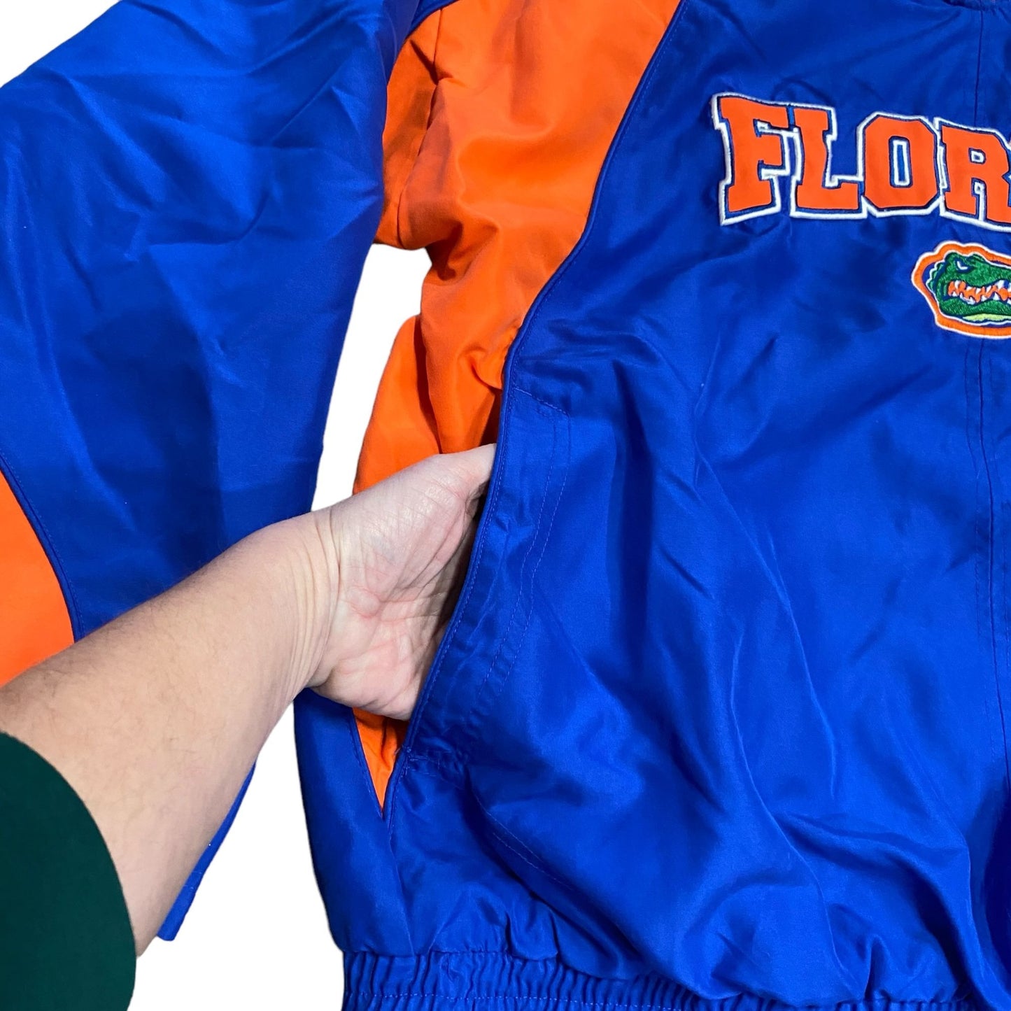 Vintage STARTER Florida Gators Jacket Mens L Vneck Windbreaker Pullover Lined