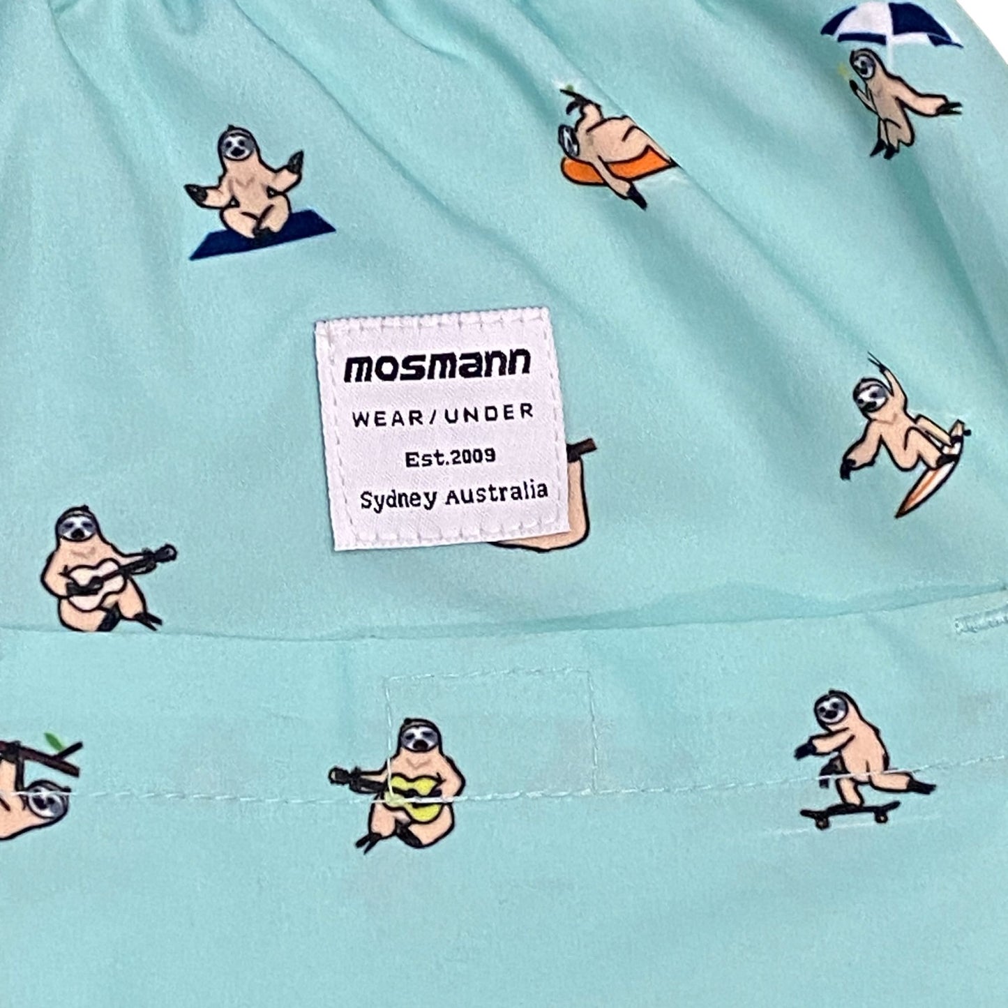 Mosmann Austrailia Mens L Sloth All Over Print Board Shorts Swim Trunks Swimwear