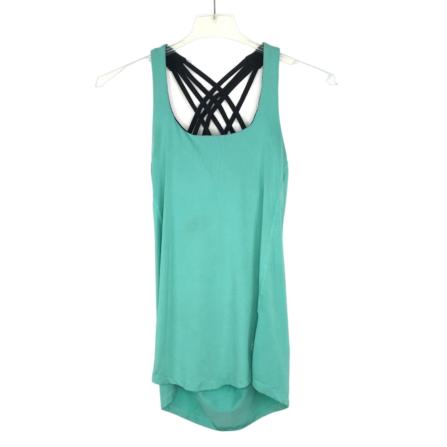 IcyZone S Athletic Tank Top Green Black Strappy Draped Back Athleisure Wear