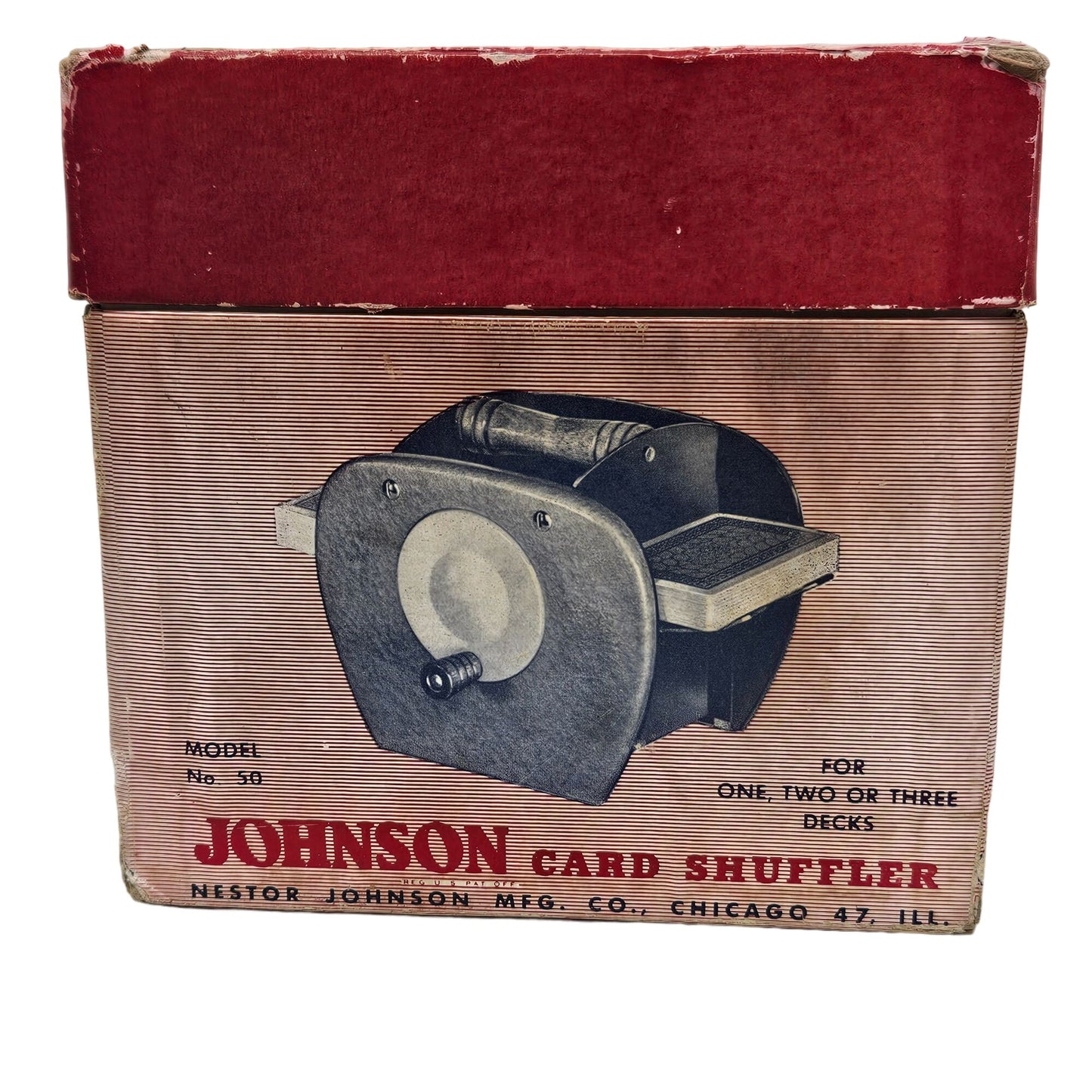 Vintage Johnson Card Shuffler Model No. 50 Hand Crank Family Game Night