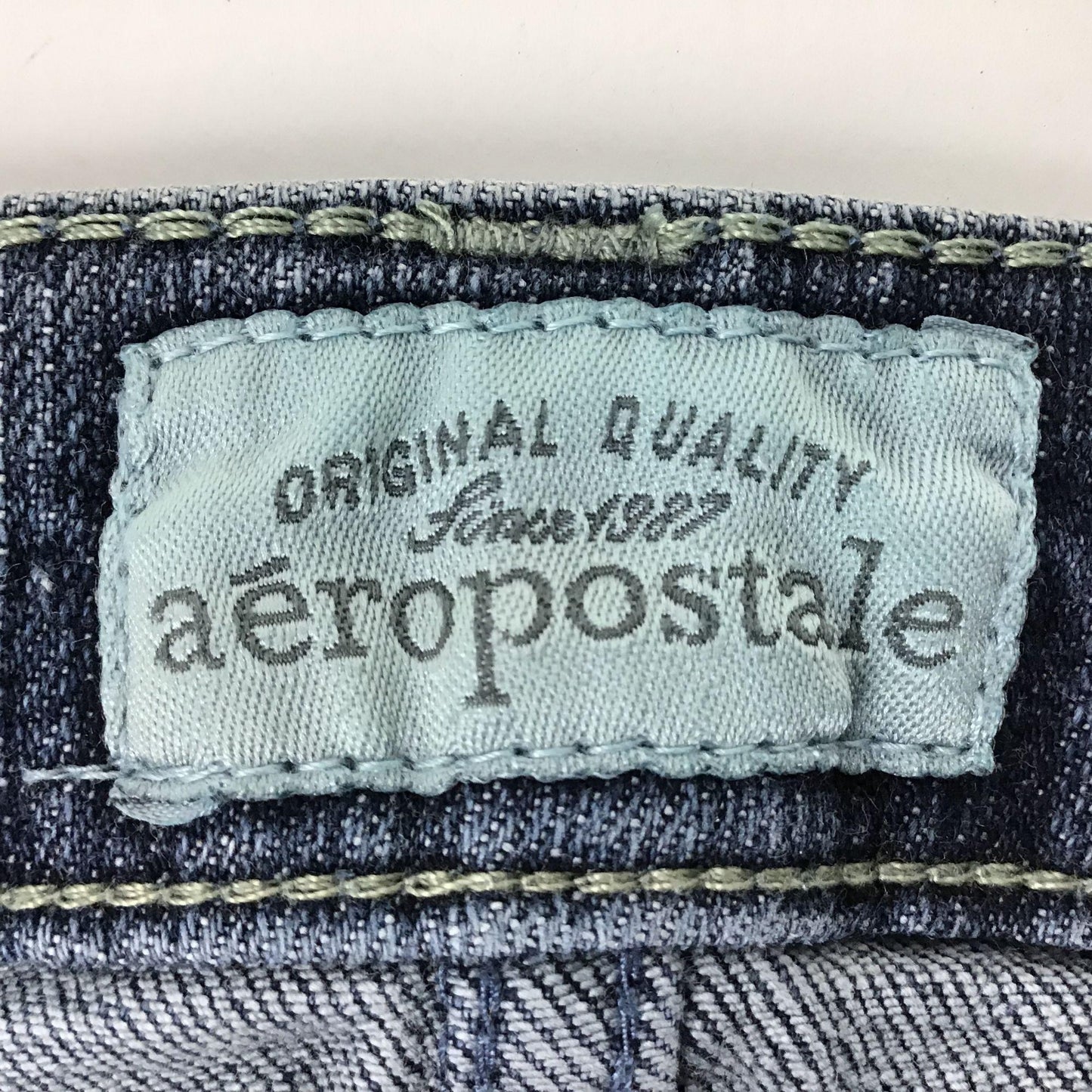 Aeropostale 0 Blue Denim Jean Shorts Bermuda Knee Length Rolled Cuff Stretch