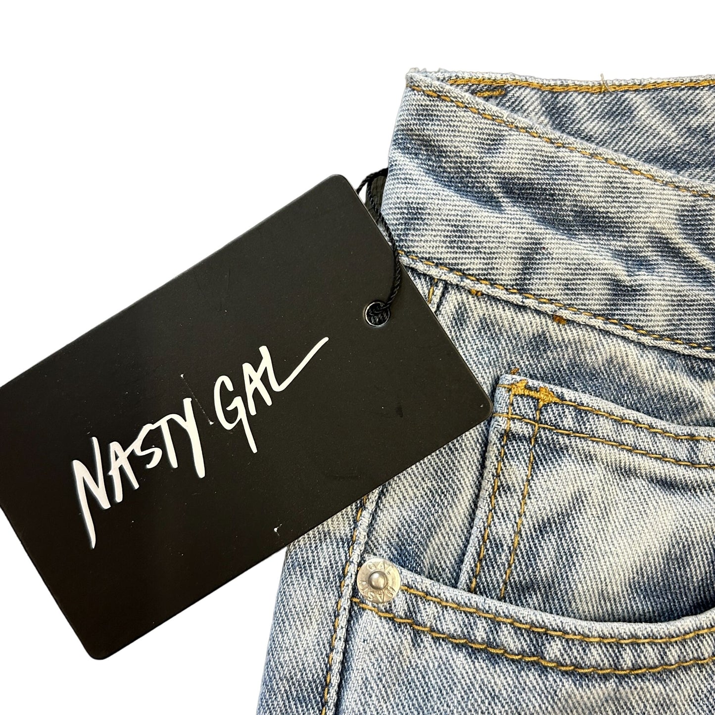 NWT Nasty Gal Womens 6 US 10 UK Acid Wash What You Say Distressed Jeans Denim