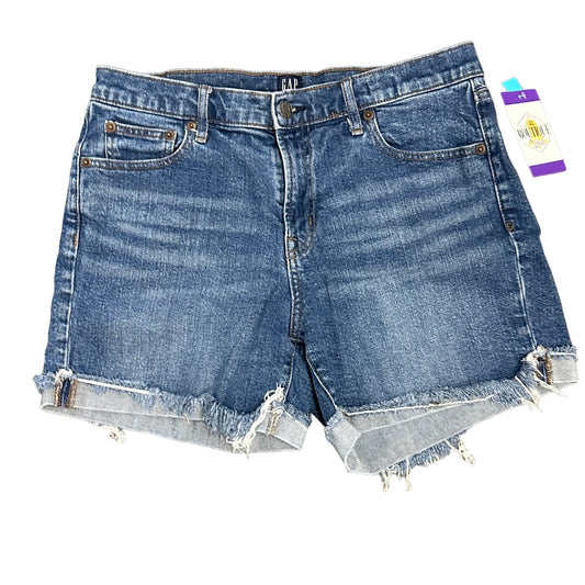 Gap Womens 30 Blue Denim Jean Shorts Cuffed Medium Wash Mid Rise 5" Inseam