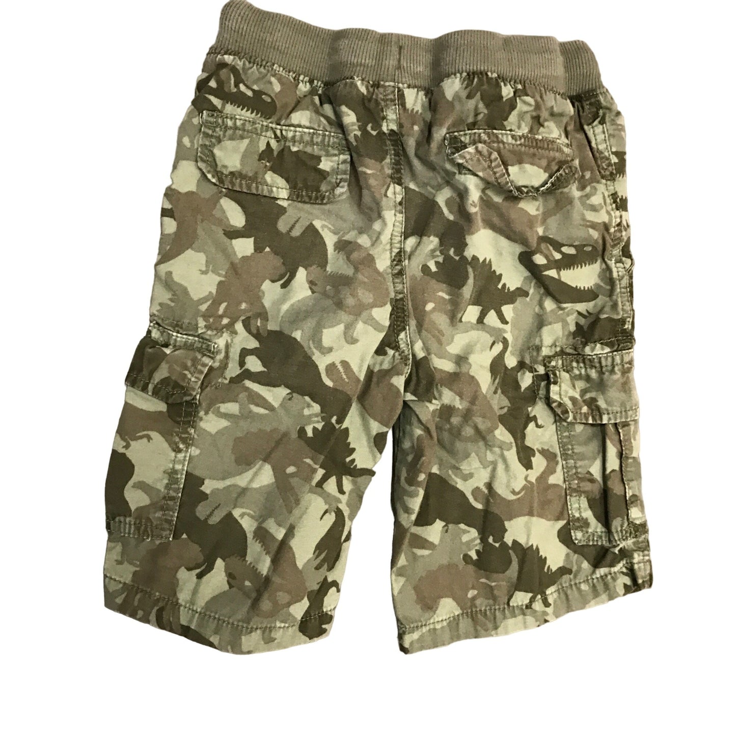 Elastic Drawstring Waist Shorts Lot Boys S 6/7 Dinosaur Camo Lt Gray Charcoal