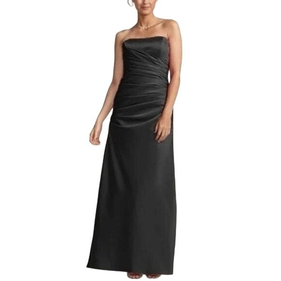 Davids Bridal Strapless Full Length Evening Gown Black 6 Old Hollywood Glam Gala