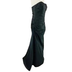 Davids Bridal Strapless Full Length Evening Gown Black 6 Old Hollywood Glam Gala