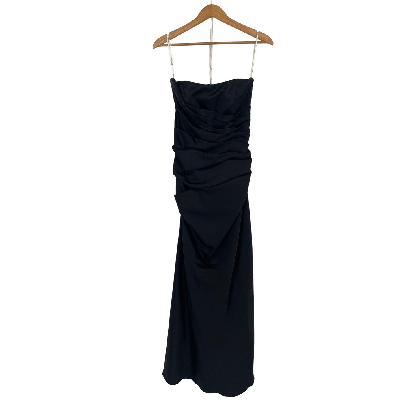 Davids Bridal Strapless Full Length Evening Gown Black 6 Old Hollywood Glam Gala