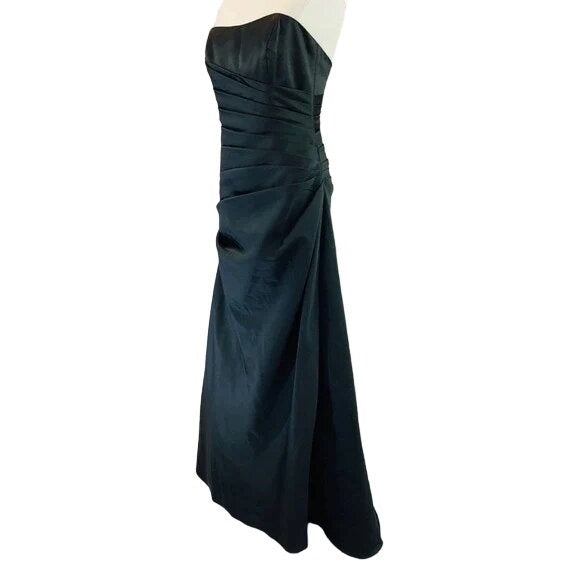 Davids Bridal Strapless Full Length Evening Gown Black 6 Old Hollywood Glam Gala