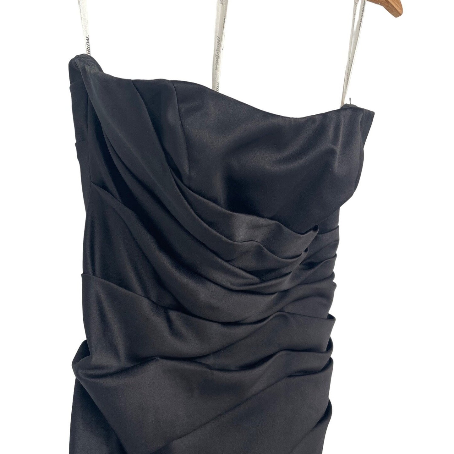 Davids Bridal Strapless Full Length Evening Gown Black 6 Old Hollywood Glam Gala
