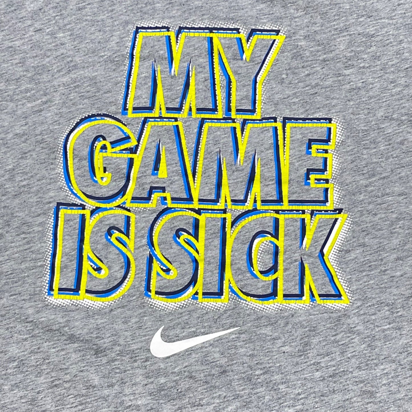 Nike Boys Xl Gray "My Game Is Sick" T Shirt Graphic Print Short Sleeve Athletic