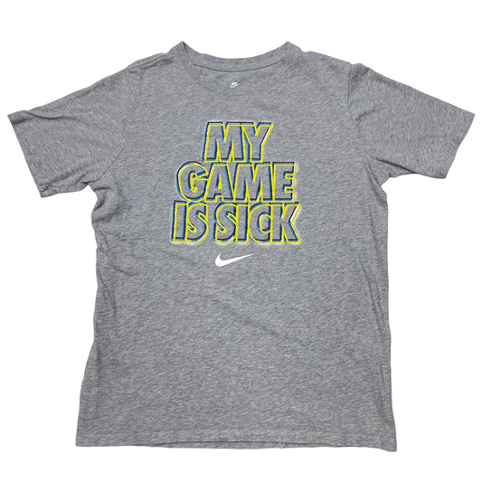 Nike Boys Xl Gray "My Game Is Sick" T Shirt Graphic Print Short Sleeve Athletic