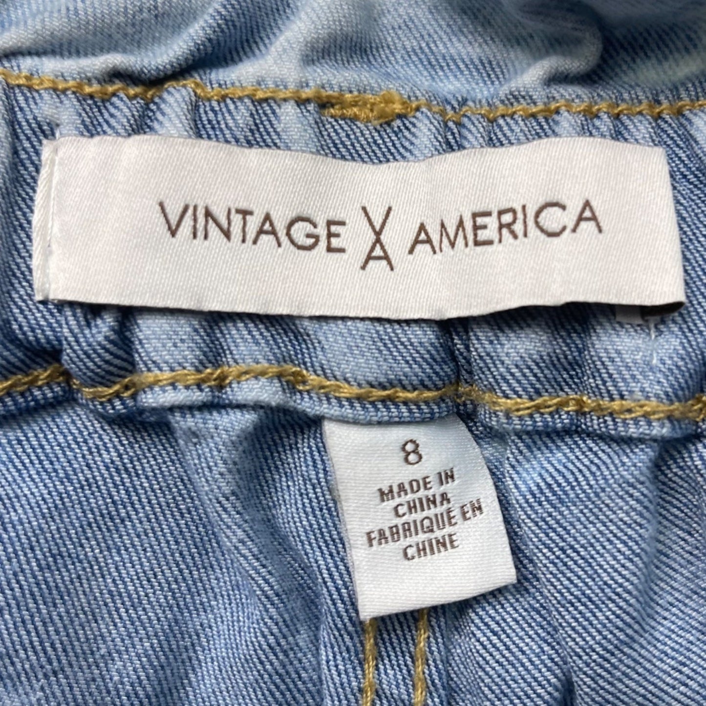 Vintage America Womens 8 Light Washed Ruffled Paperbag Waist Jeans 90s Mom Jeans