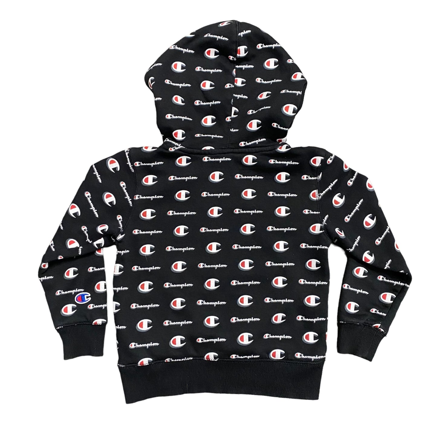 Champion Boys Youth 5 Black All Over Print Hooded Sweatshirt Kangaroo Pockets