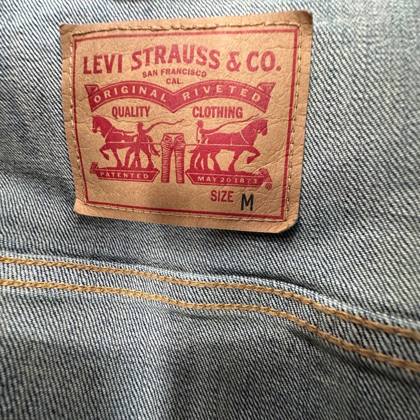 Levi Strauss Womens M Blue Denim Trucker Jacket Blue Jean Buttercup Stretch