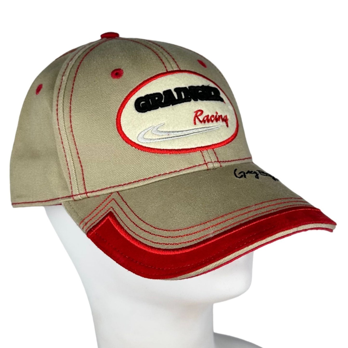 Team Caliber Greg Biffle #16 Grainger Racing Adjustable Baseball Cap Hat Tan Red