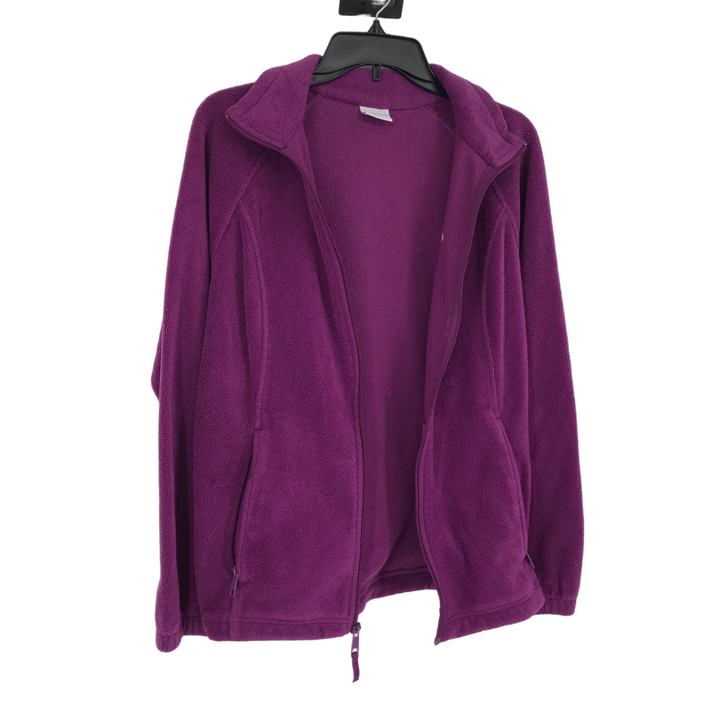 Columbia Womens L Full Zip Up Fleece Jacket Purple Mock Neck Long Sleeves Winter