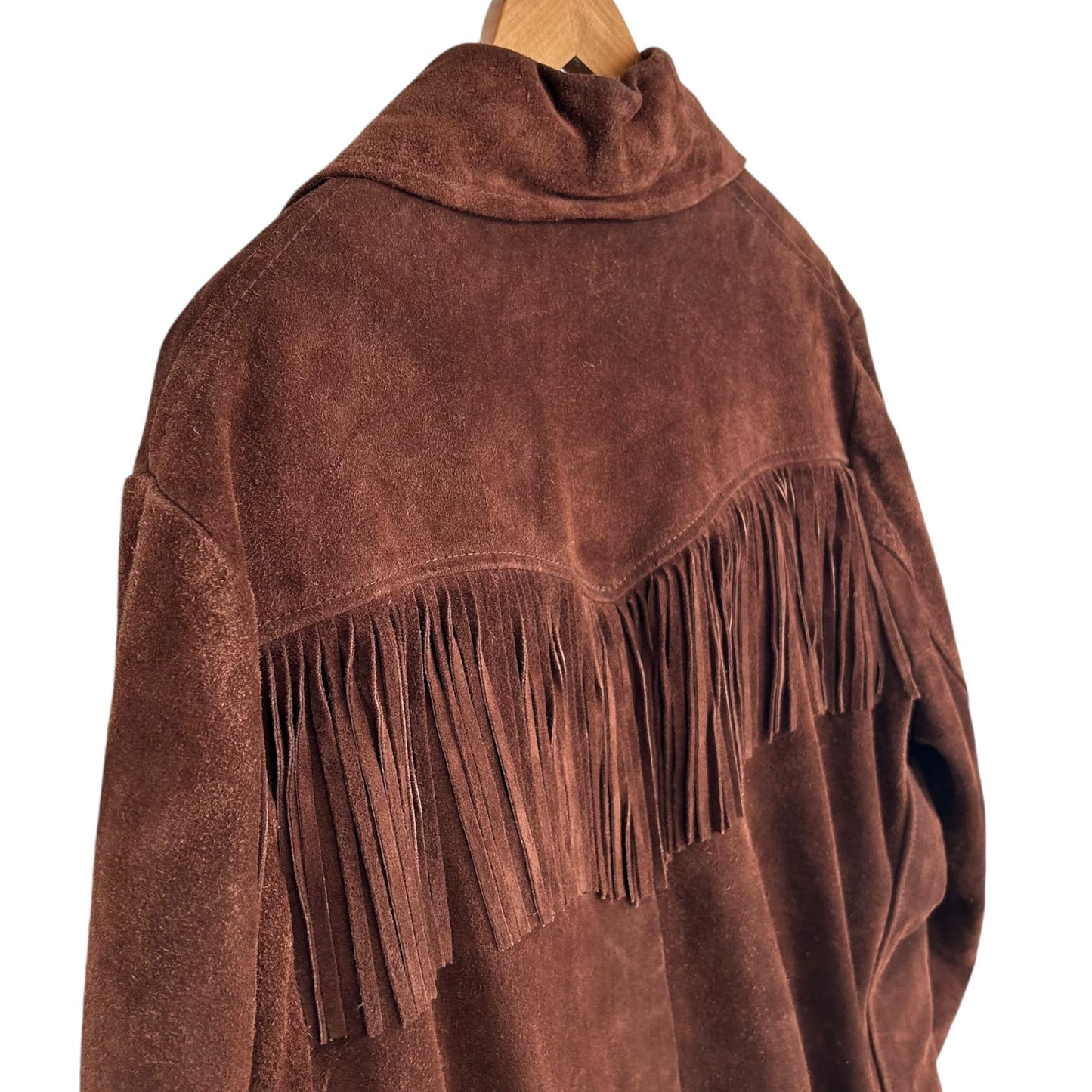 Vintage Sears Western Fringe Coat BOHO Cowboy Suede Leather Jacket Mens 44 Tall