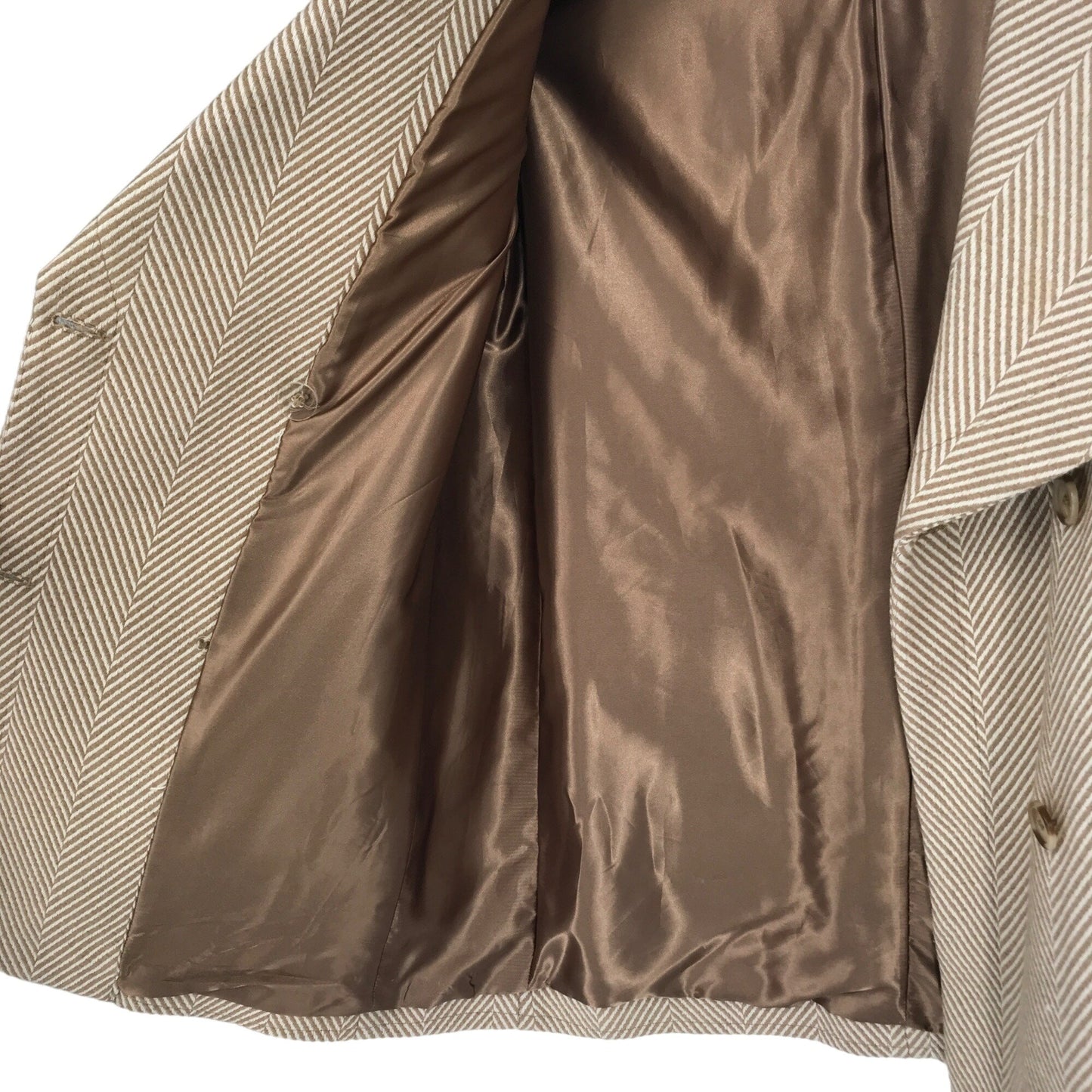 Coldwater Creek Pea Coat Womens XL Tan Double Breasted Front Button Pockets