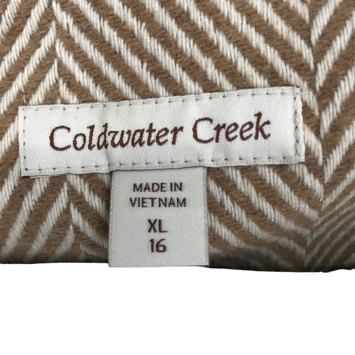 Coldwater Creek Pea Coat Womens XL Tan Double Breasted Front Button Pockets