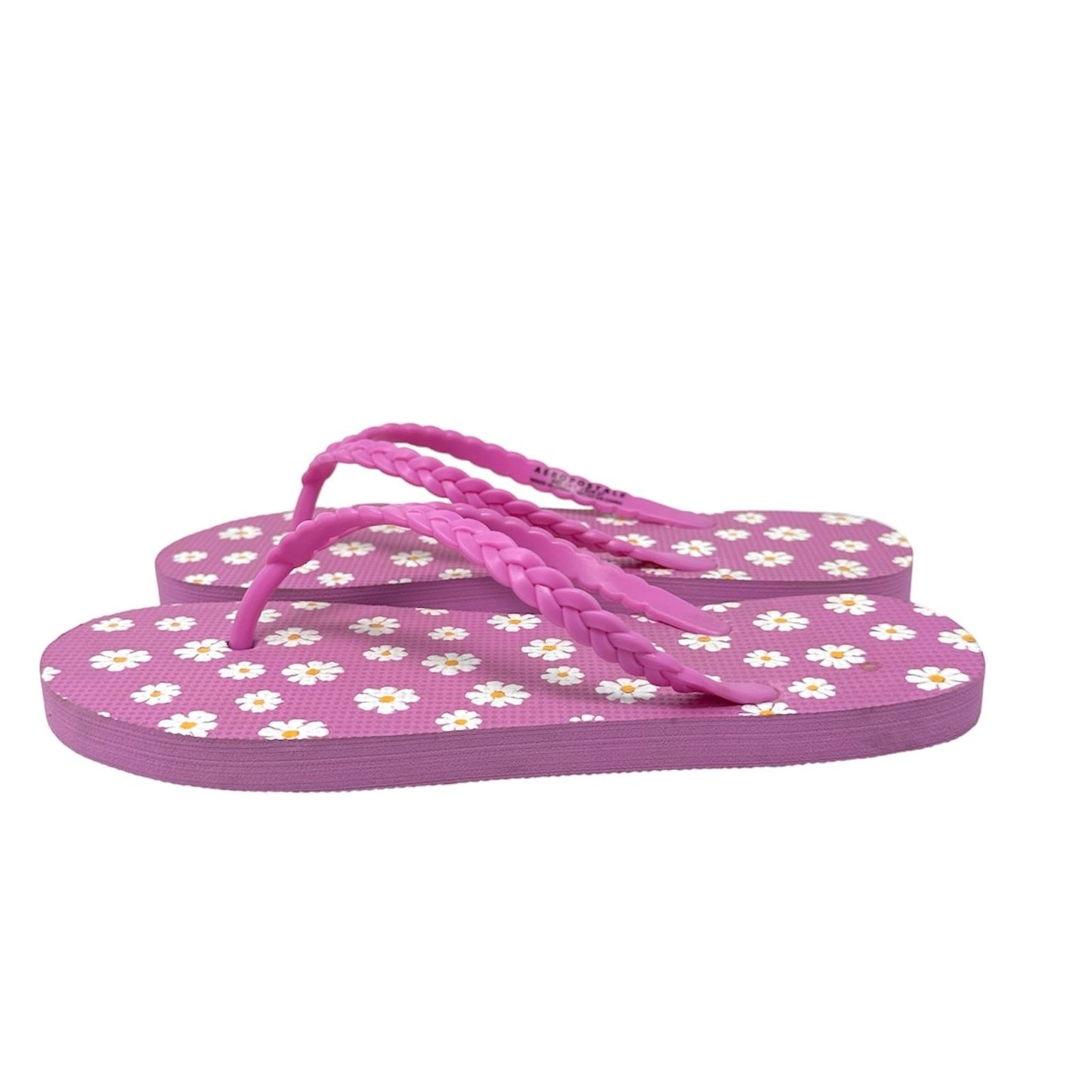 NEW Aeropostale Sandals Flip Flops 7-8 Pink Beach Shoes Floral White Daisy