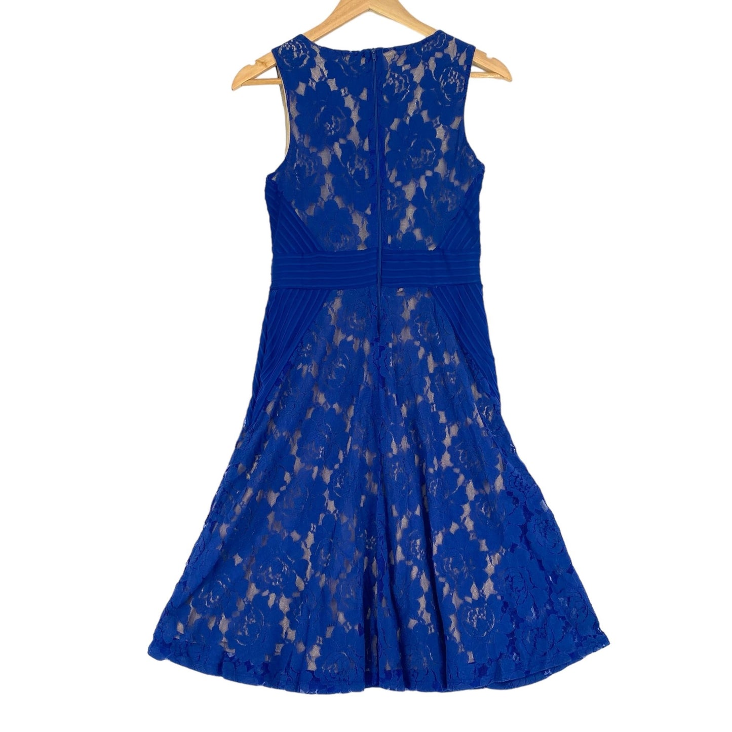 Danny Nicole Womens 4 Royal Blue Sheath Dress Lace Fit Flare VNeck Sleeveless