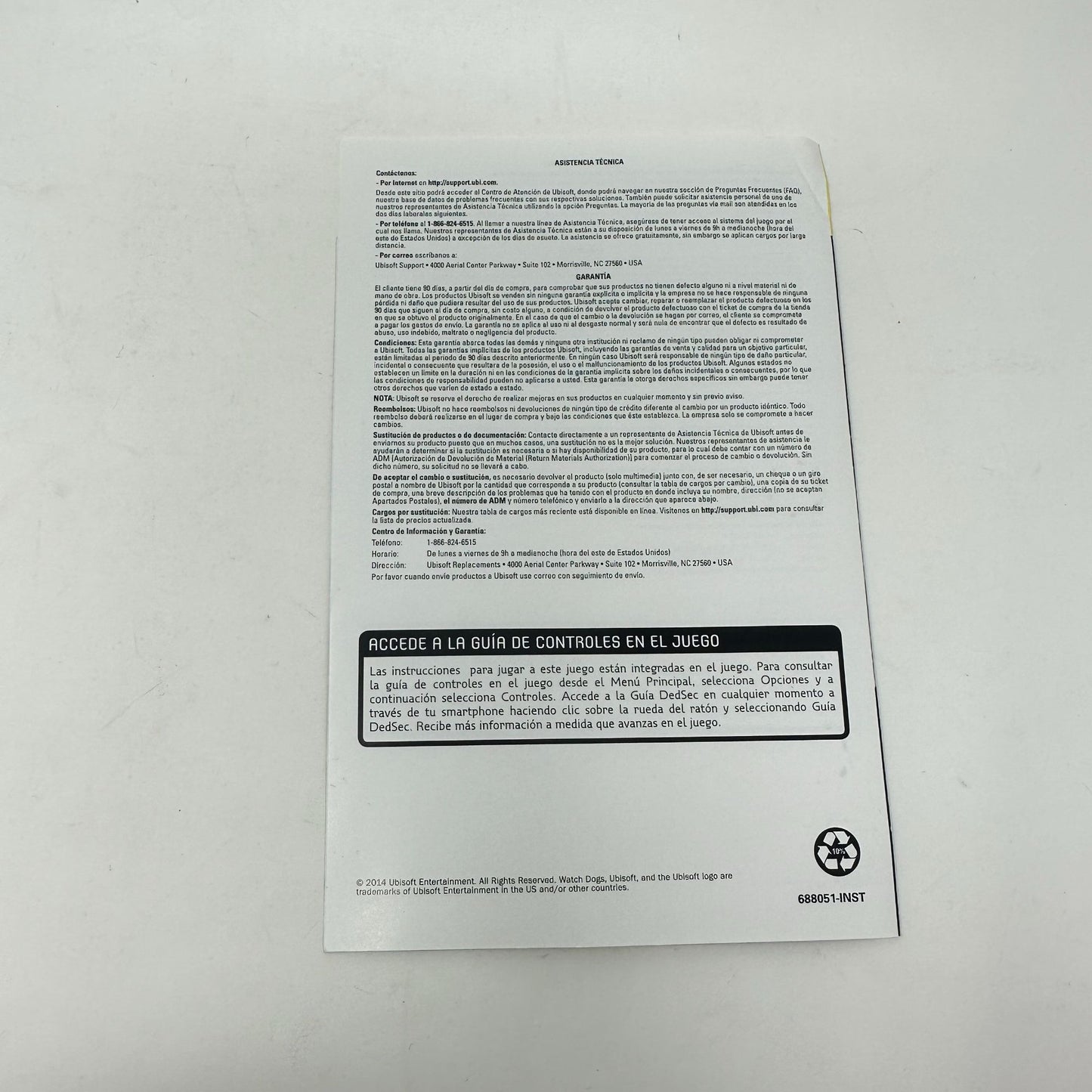 Watch Dogs PC DVD-ROM Computer Ubisoft Video Game in Case w/ Codes and Manual