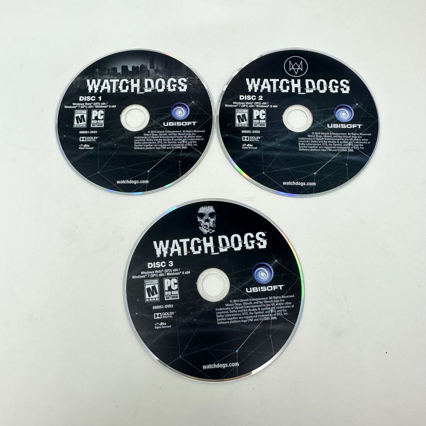 Watch Dogs PC DVD-ROM Computer Ubisoft Video Game in Case w/ Codes and Manual