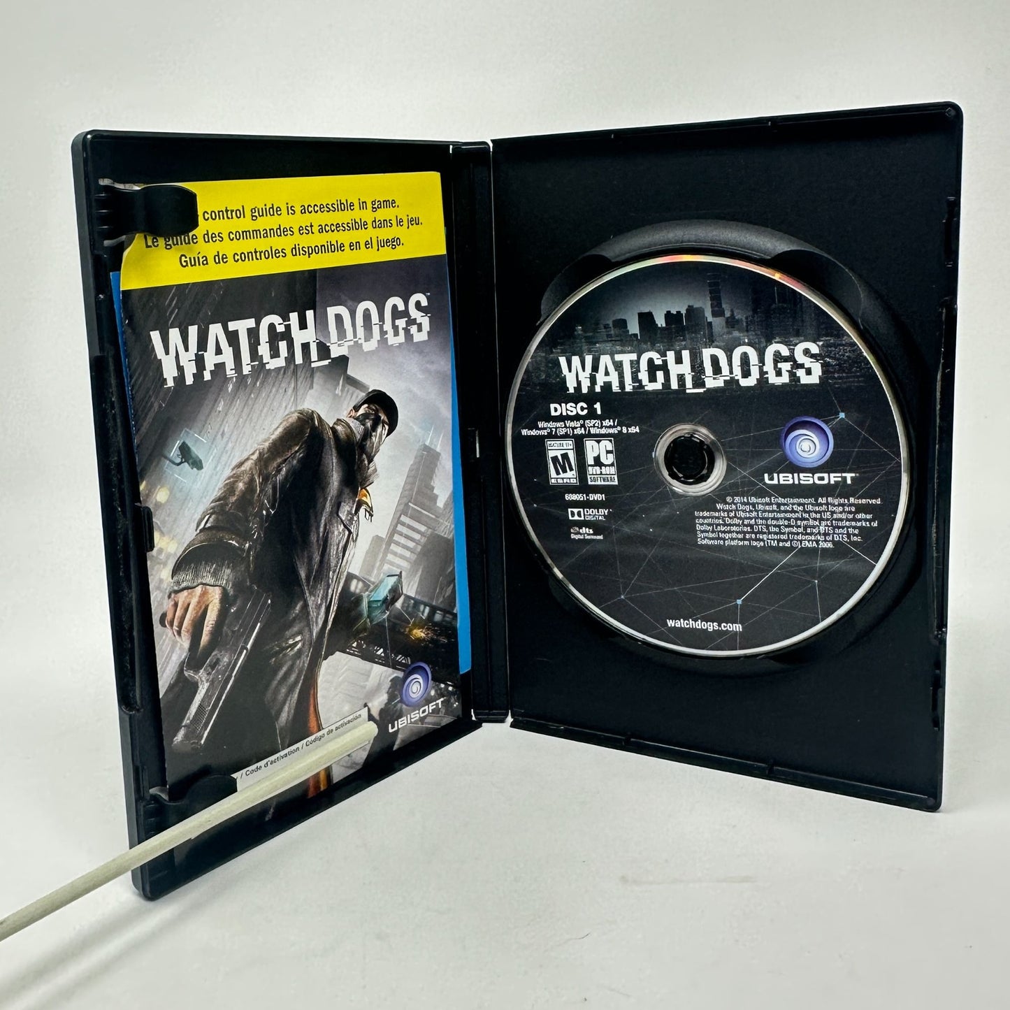 Watch Dogs PC DVD-ROM Computer Ubisoft Video Game in Case w/ Codes and Manual
